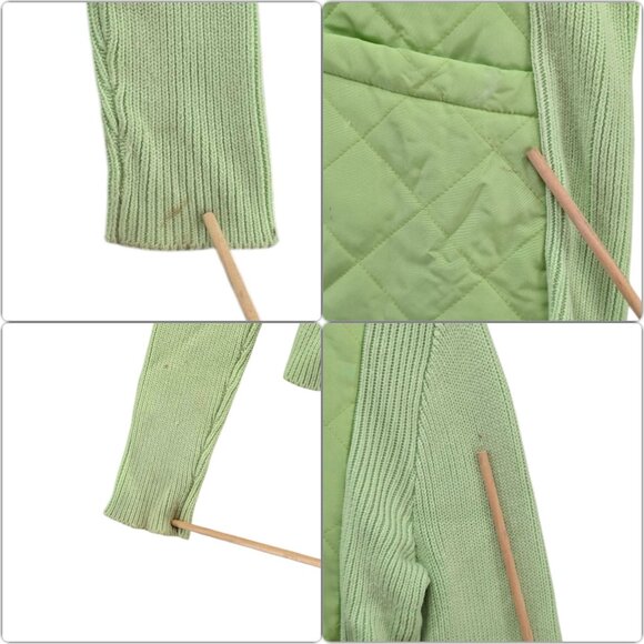 J McLaughlin Quilted Silk Sweater Jacket Womens Lime Green Full Zip Size M - Picture 11 of 11